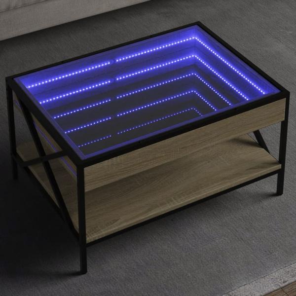 ARDEBO.de - Couchtisch mit Infinity-LED Sonoma-Eiche 70x50x38 cm