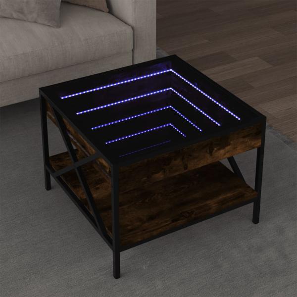 ARDEBO.de - Couchtisch mit Infinity-LED Räuchereiche 50x50x38 cm