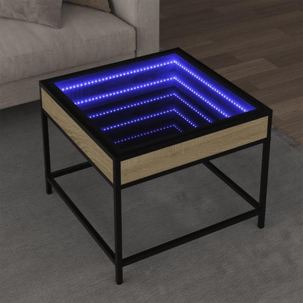 ARDEBO.de - Couchtisch mit Infinity-LED Sonoma-Eiche 50x50x41 cm