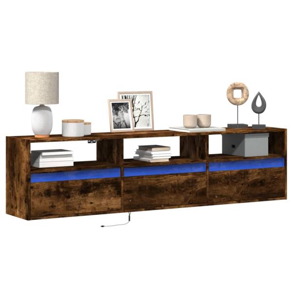 ARDEBO.de - TV-Wandschrank mit LED Räuchereiche 180x31x45 cm