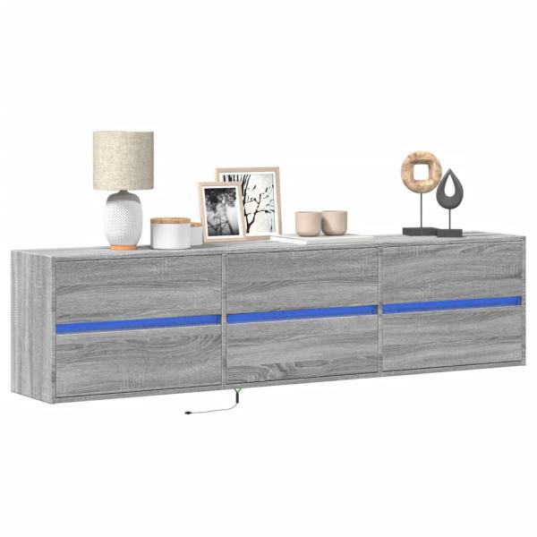 ARDEBO.de - TV-Wandschrank mit LED Grau Sonoma 180x31x45 cm