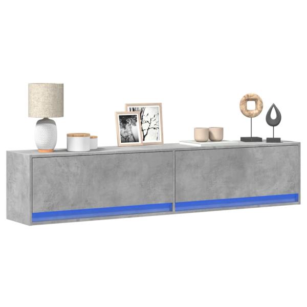 ARDEBO.de - TV-Wandschrank mit LED Betongrau 180x31x38 cm