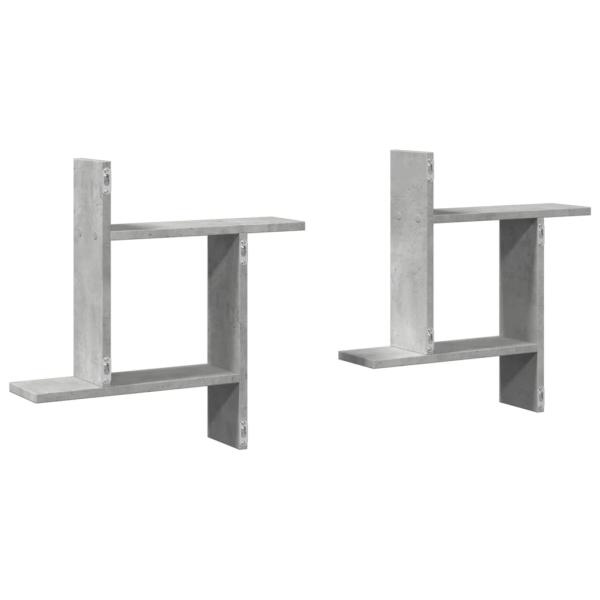 Wandregale 2 Stk. Betongrau 50x12x50 cm Holzwerkstoff