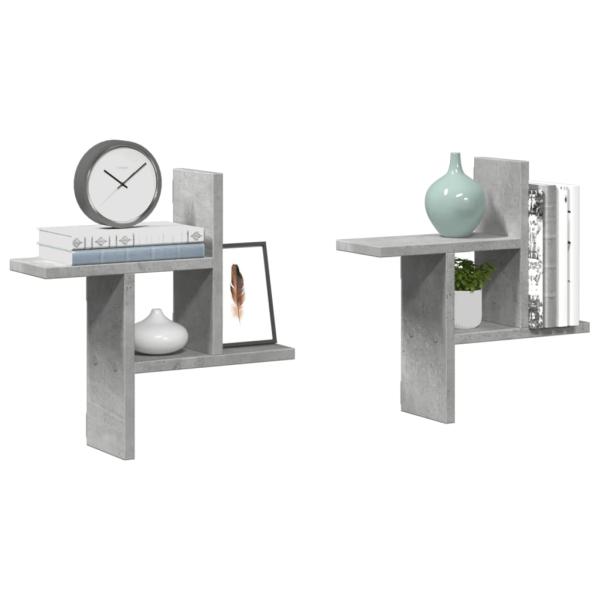 ARDEBO.de - Wandregale 2 Stk. Betongrau 38x12x38 cm Holzwerkstoff