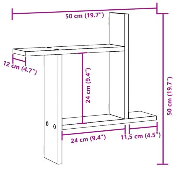 Wandregale 2 Stk. Braun Eichen-Optik 50x12x50 cm Holzwerkstoff