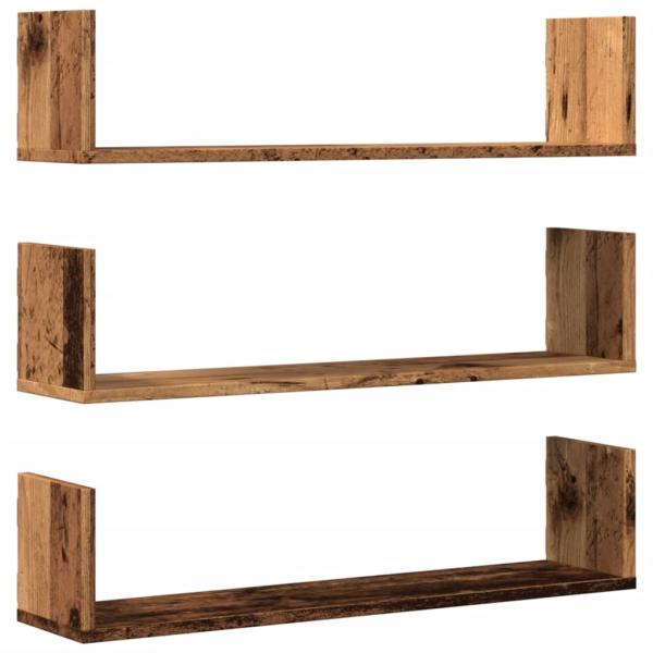 ARDEBO.de - Wandregale 3 Stk. Altholz-Optik 80x18x18 cm Holzwerkstoff