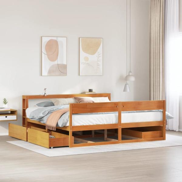 ARDEBO.de - Massivholzbett ohne Matratze Wachsbraun 180x200 Kiefernholz