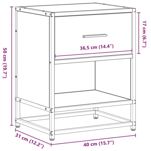 Nachttische 2 Stk. Grau Sonoma 40x31x50 cm Holzwerkstoff