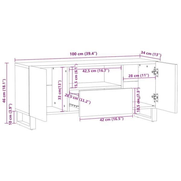 TV-Schrank 100x34x46 cm Massivholz Mango