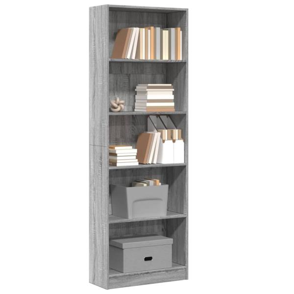 ARDEBO.de - Bücherregal Grau Sonoma 60x24x176 cm Holzwerkstoff