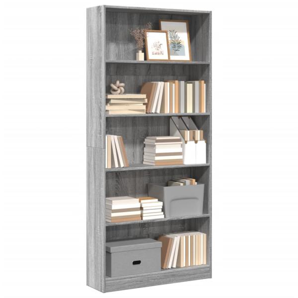 ARDEBO.de - Bücherregal Grau Sonoma 80x24x176 cm Holzwerkstoff