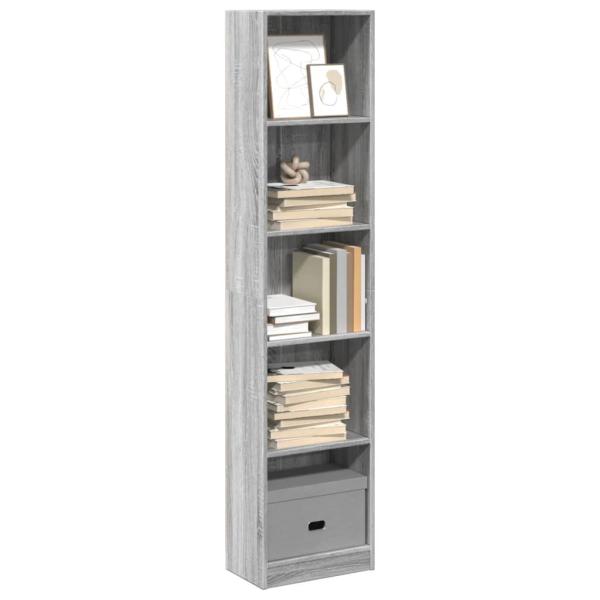 ARDEBO.de - Bücherregal Grau Sonoma 40x24x176 cm Holzwerkstoff