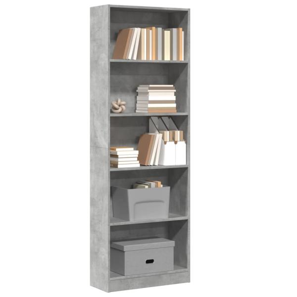 ARDEBO.de - Bücherregal Betongrau 60x24x176 cm Holzwerkstoff