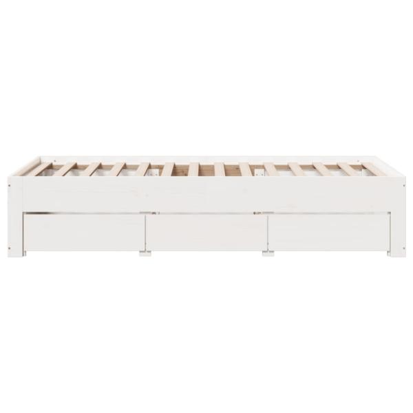Massivholzbett ohne Matratze mit Schubladen Weiß 90x200 cm