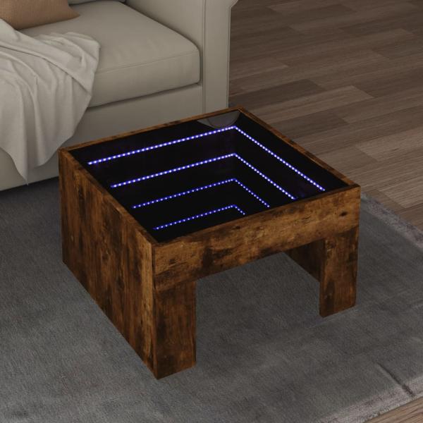 ARDEBO.de - Couchtisch mit Infinity-LED Räuchereiche 50x50x30 cm