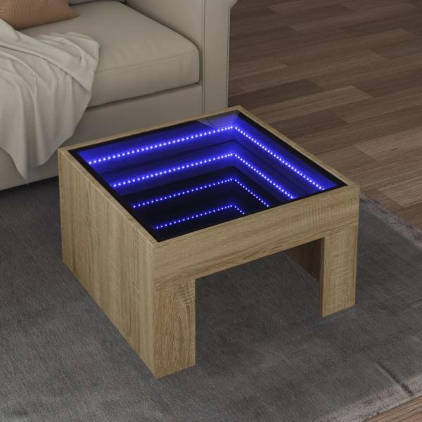 ARDEBO.de - Couchtisch mit Infinity-LED Sonoma-Eiche 50x50x30 cm