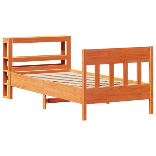 Massivholzbett ohne Matratze Wachsbraun 75x190 cm Kiefernholz
