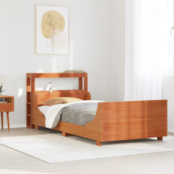 ARDEBO.de - Massivholzbett ohne Matratze Wachsbraun 90x200 Kiefernholz