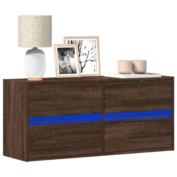 ARDEBO.de - TV-Wandschrank LED-Beleuchtung Braun Eichen-Optik 100x31x45 cm