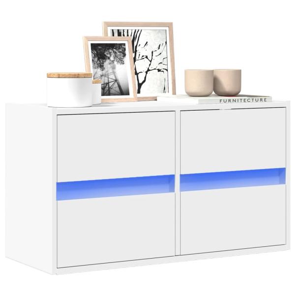 ARDEBO.de - TV-Wandschrank mit LED-Beleuchtung Weiß 80x31x45 cm
