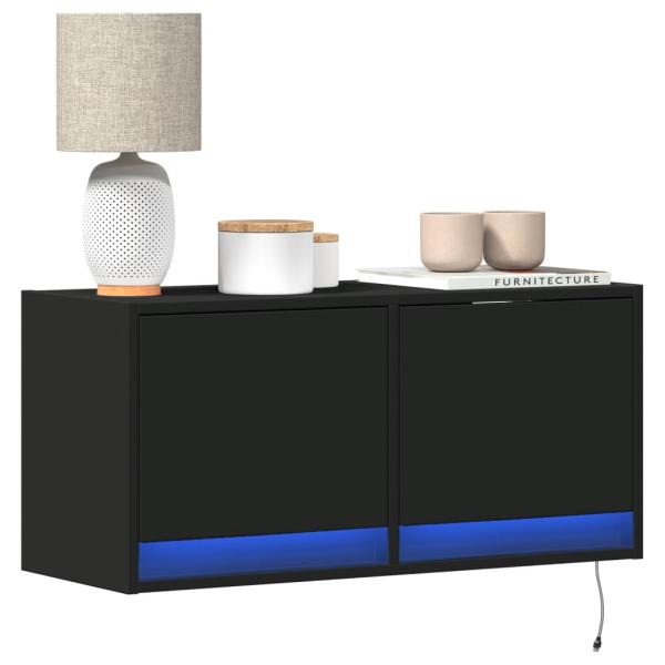 ARDEBO.de - TV-Wandschrank mit LED-Beleuchtung Schwarz 80x31x38 cm