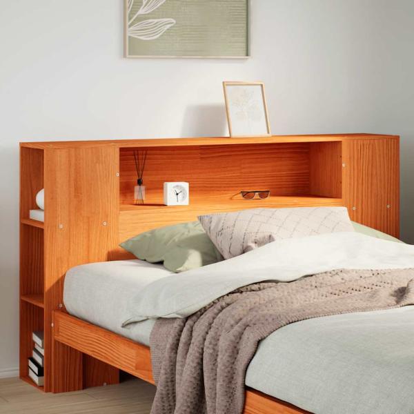 ARDEBO.de - Kopfteil mit Stauraum Wachsbraun 150 cm Massivholz Kiefer