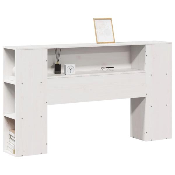 Kopfteil mit Stauraum Weiß 135 cm Massivholz Kiefer