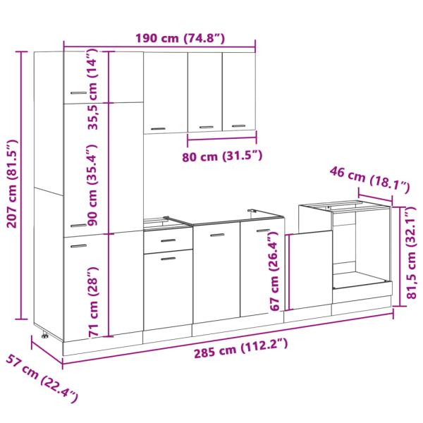 7-tlg. Küchenschrank-Set Sonoma-Eiche Holzwerkstoff