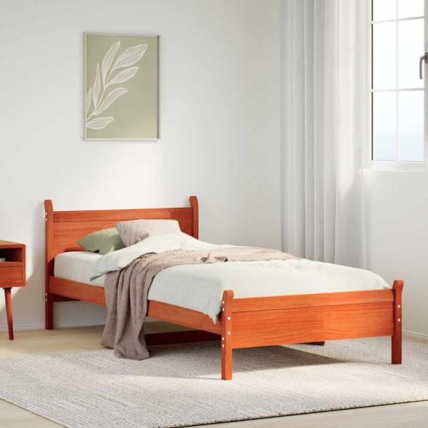 ARDEBO.de - Massivholzbett ohne Matratze Wachsbraun 75x190 cm Kiefernholz
