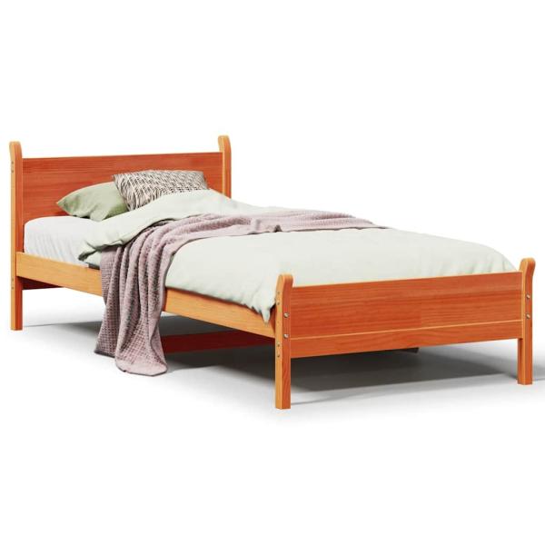 Massivholzbett ohne Matratze Wachsbraun 75x190 cm Kiefernholz