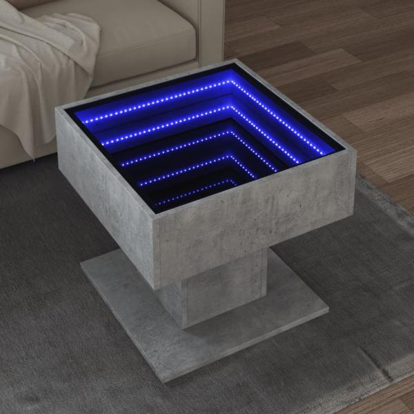 ARDEBO.de - LED-Couchtisch Betongrau 50x50x45 cm Holzwerkstoff