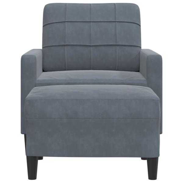 Sessel mit Hocker Dunkelgrau 60 cm Samt