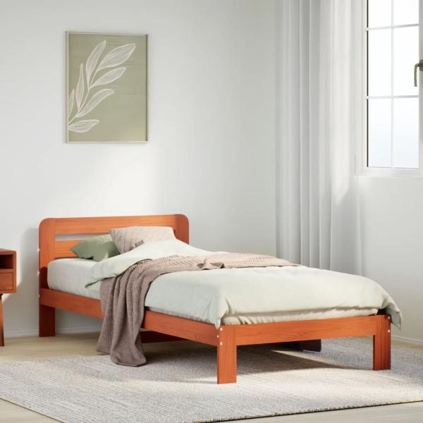 ARDEBO.de - Massivholzbett ohne Matratze Wachsbraun 75x190 cm Kiefernholz