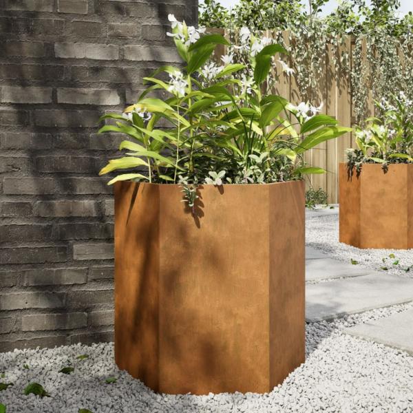ARDEBO.de - Pflanzkübel 2 Stk. Sechseckig 46x40x45 Cortenstahl