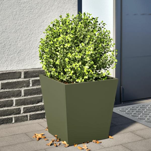 ARDEBO.de - Pflanzkübel Olivgrün 40x40x40 Stahl