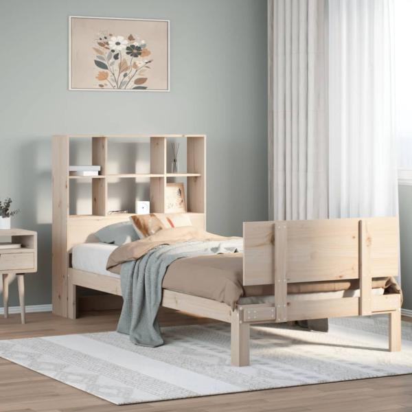 ARDEBO.de - Massivholzbett mit Regal ohne Matratze 100x200 cm Kiefer