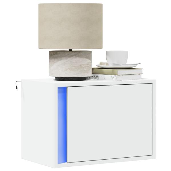 ARDEBO.de - Wand-Nachttische mit LED-Leuchten 2 Stk. Weiß