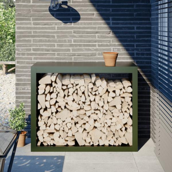 ARDEBO.de - Brennholzregal Grün 100x40x80 cm Stahl