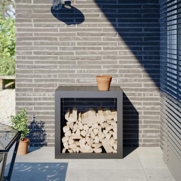 ARDEBO.de - Brennholzregal Anthrazit 60x40x60 cm Stahl