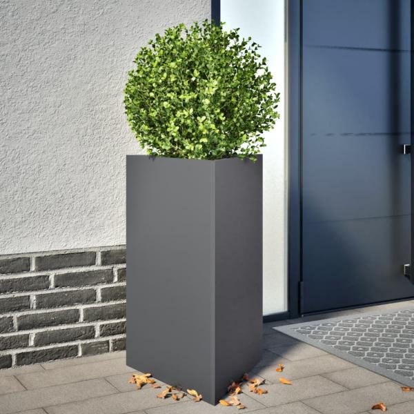 ARDEBO.de - Pflanzkübel Anthrazit Dreieckig 50x43x75 cm Stahl