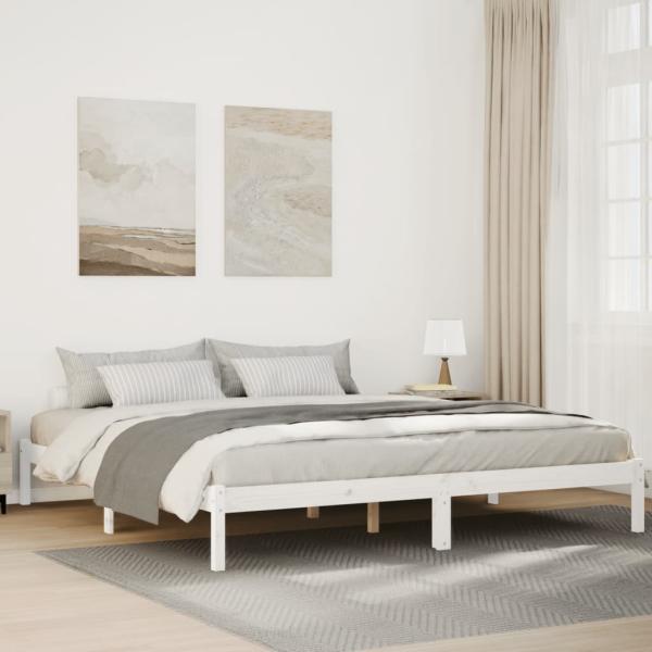 ARDEBO.de - Massivholzbett Extra Lang ohne Matratze Weiß 180x220 Kieferholz