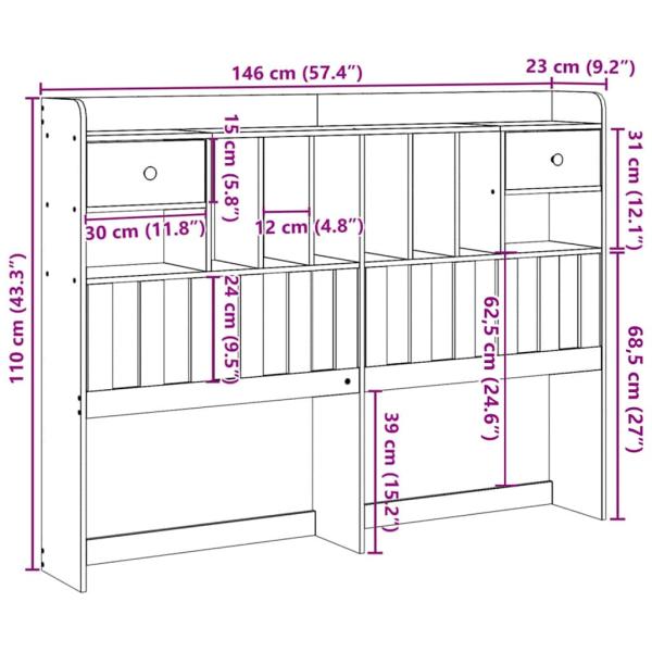 Kopfteil mit Stauraum 140 cm Massivholz Kiefer