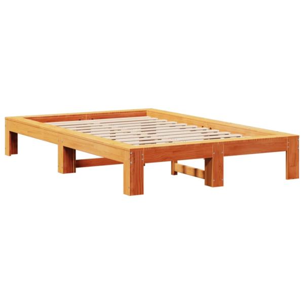 Massivholzbett ohne Matratze Wachsbraun 120x190 cm Kiefernholz
