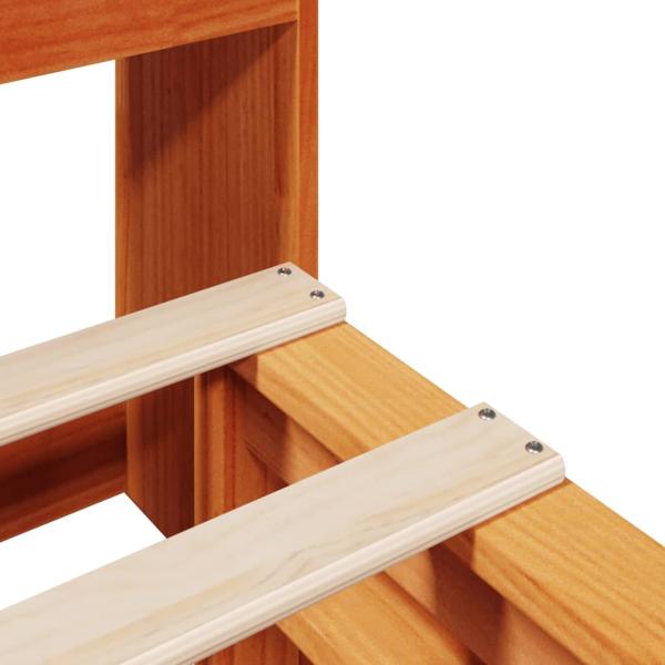 Massivholzbett mit Regal ohne Matratze Wachsbraun 120x190 cm