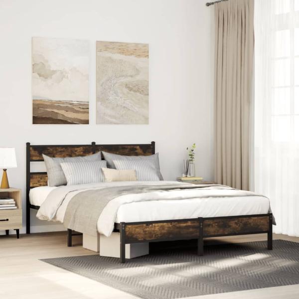 ARDEBO.de - Bettgestell ohne Matratze Räuchereiche 90x190 cm Holzwerkstoff