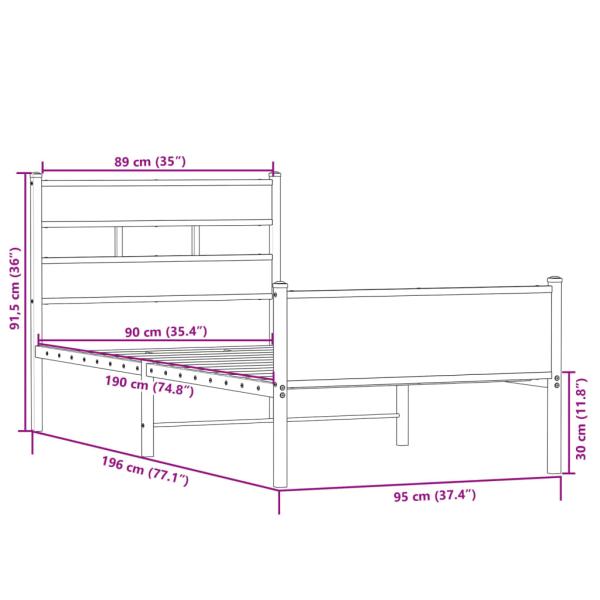 Bettgestell ohne Matratze Sonoma-Eiche 90x190 cm Holzwerkstoff
