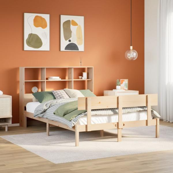 ARDEBO.de - Massivholzbett mit Regal ohne Matratze 140x200 cm Kiefernholz