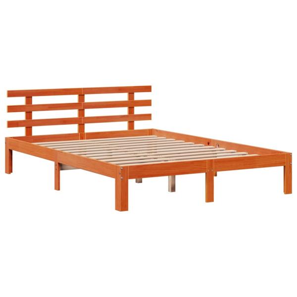 Massivholzbett mit Regal ohne Matratze Wachsbraun 150x200 cm
