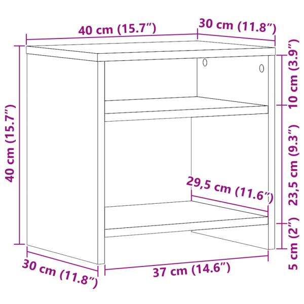 Nachttische 2 Stk. Artisan-Eiche 40x30x40 cm Holzwerkstoff