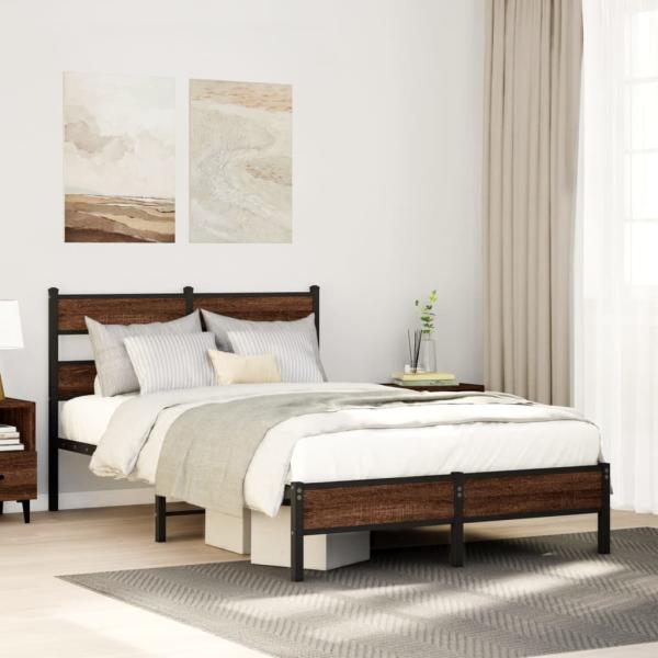ARDEBO.de - Bettgestell ohne Matratze Braun Eiche 120x190 cm Holzwerkstoff